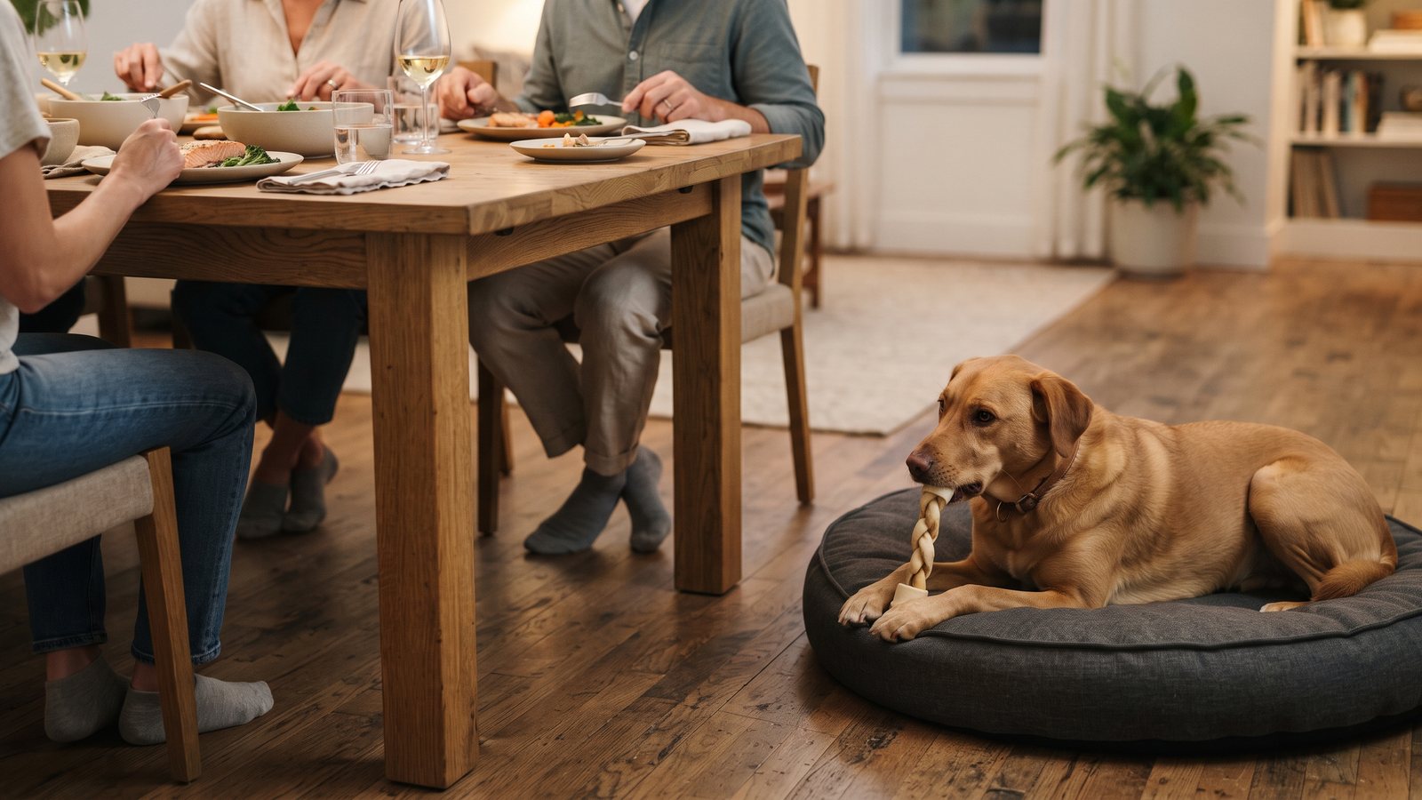 Dog begging at the table: calm mealtime manners