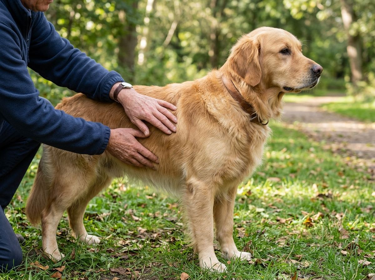 Hands-on check of a dog’s waist and rib cover
