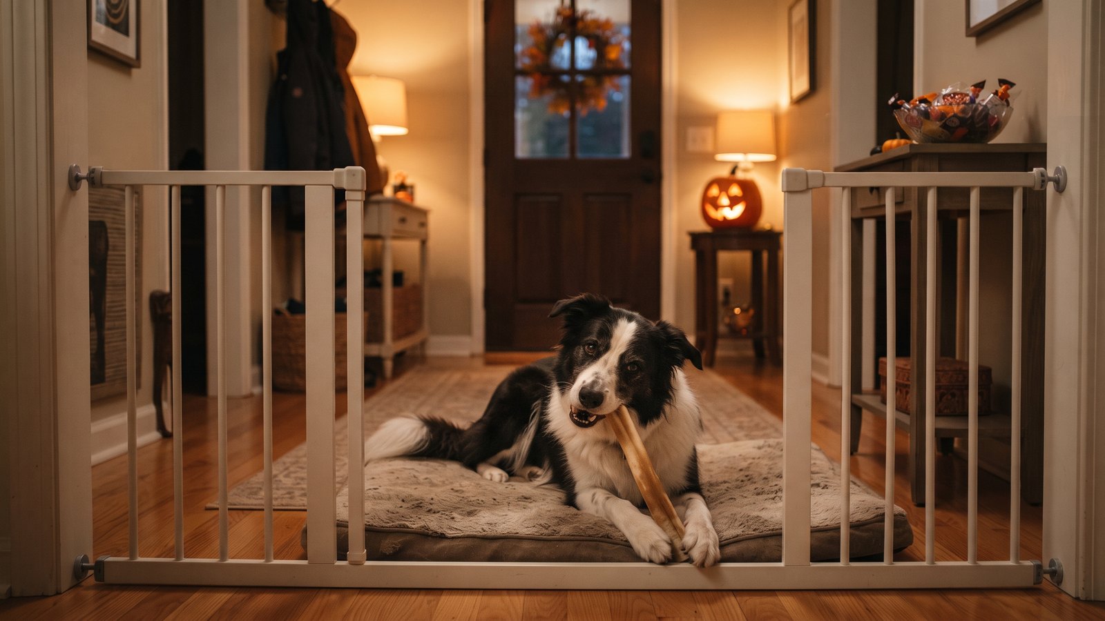 Halloween trick or treat with a dog: a calm door plan