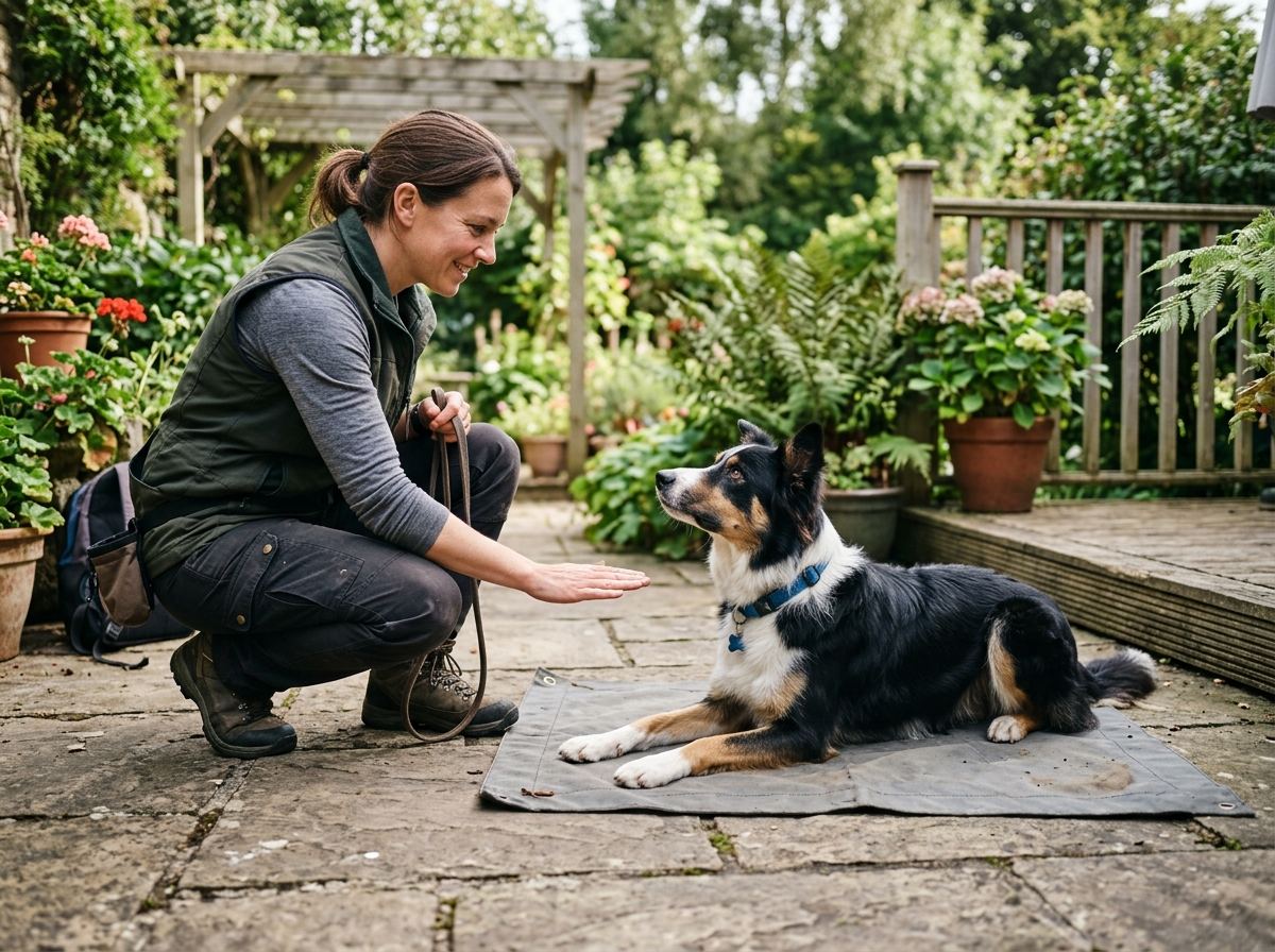 A trainer marking a still sit before delivering food