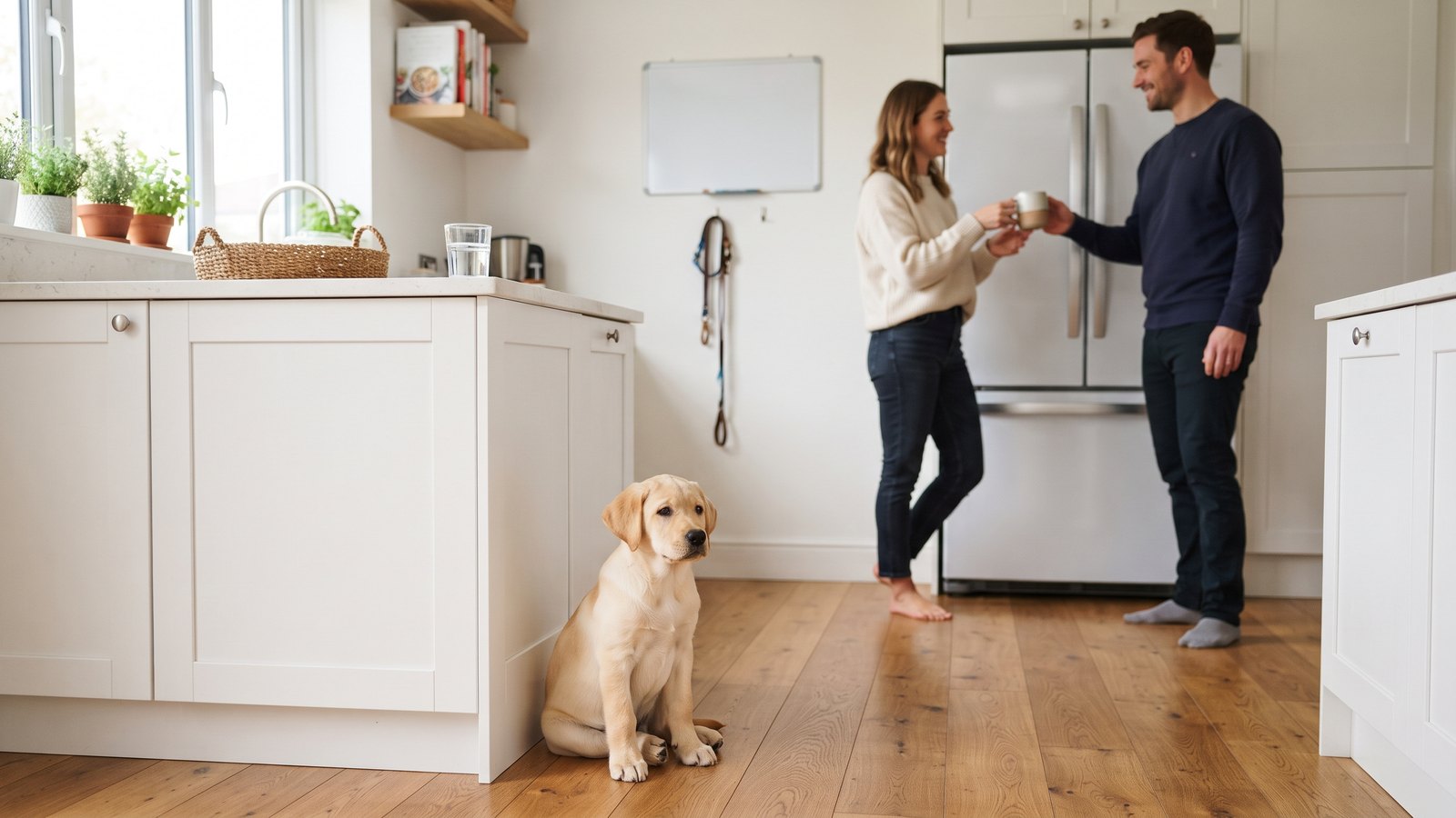 Shared puppy schedule: splitting shifts between adults