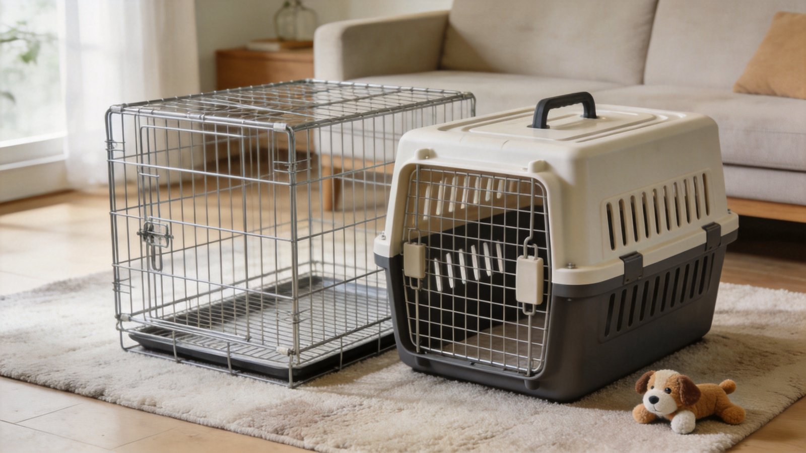 Wire vs plastic crate: criteria comparison for puppies