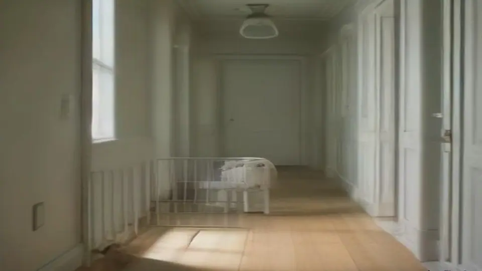 Baby gate fitted across a bright hallway