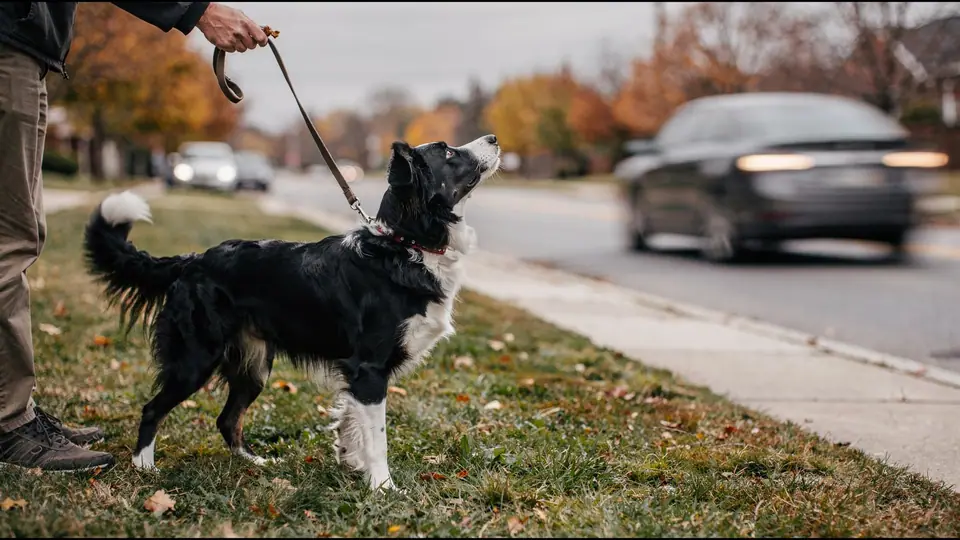 Photo illustrating: Dog lunging at cars on walks: a calm, safe plan