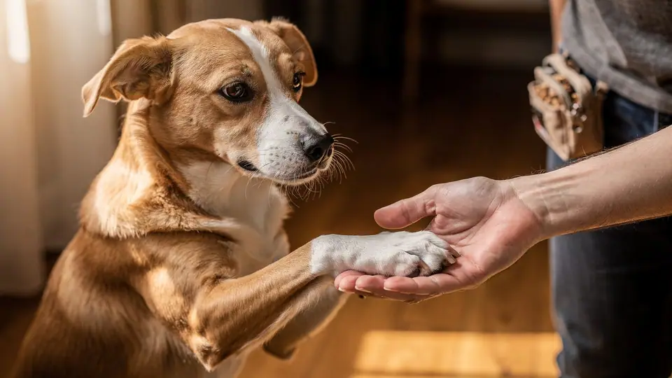 Photo illustrating: How to teach a dog paw (and use it for nail trims)